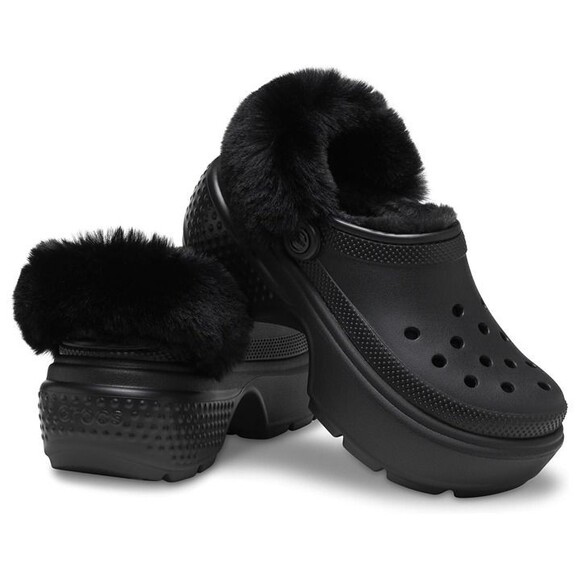 CROCS Other - Crocs Stomp Lined Classic Clog Fuzzy Lined Slides Unisex Black Sz 38/7 NEW